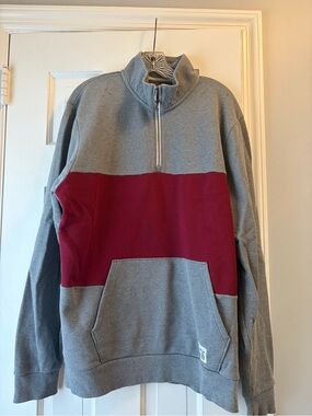 Under Armour Grey and Maroon Half-Zip Pullover Sweater